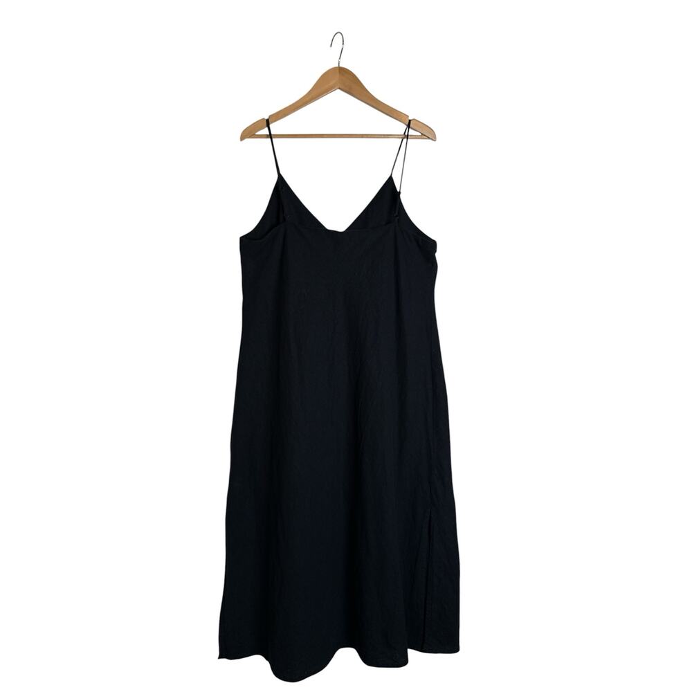A New Day Black Linen Blend Slip Dress XL Midi Maxi Adjustable Straps - Picture 5 of 8